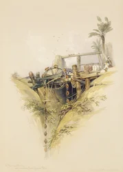 Ein persisches Wasserrad, das zum Heben von Wasser aus dem Nil verwendet wird, aus „Ägypten und Nubien“, Bd. 1